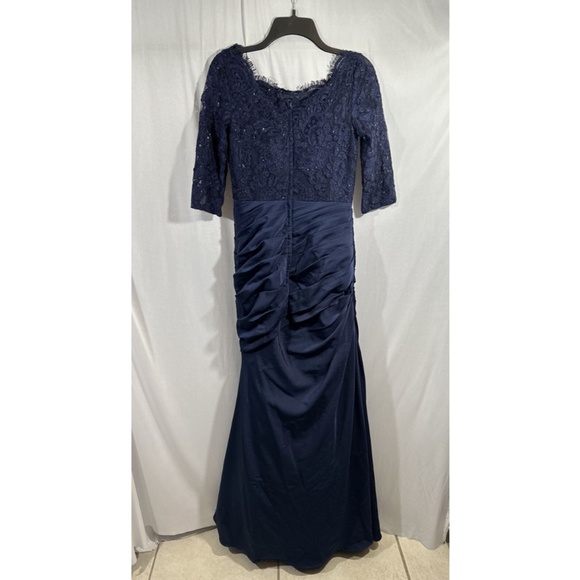 NWT $608 La Femme [ 10 ]‎ Sparkle Lace Trumpet Gown in Navy Blue - Picture 13 of 15